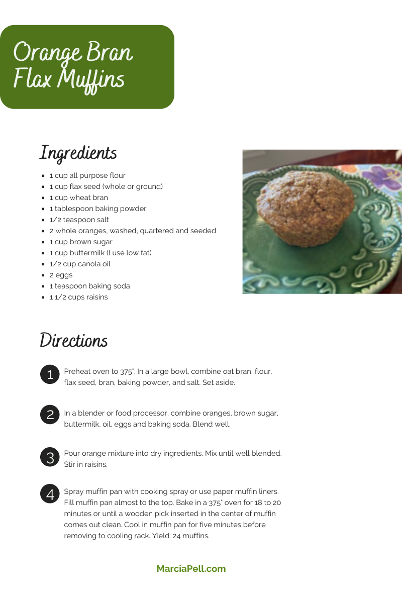 Healthy Breakfast Snack, Orange Bran Flax Muffin Recipe